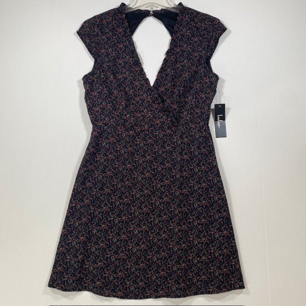 Lulus Small Floral Print V-Neck Open Back Flowy Midi Dress Sz-Medium Party